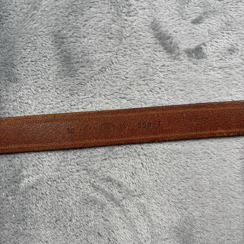 Vintage Trafalgar Men's Brown Leather Belt Size 36 Brass Buckle Golf 18 Hole
